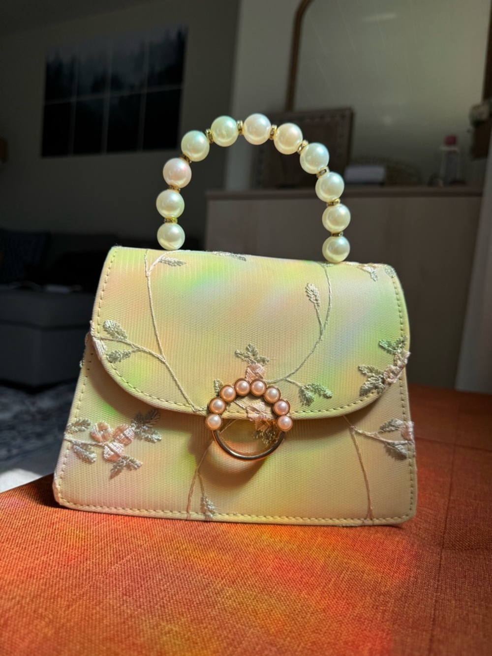 Embroidered Floral Top-Handle Women’s Bag